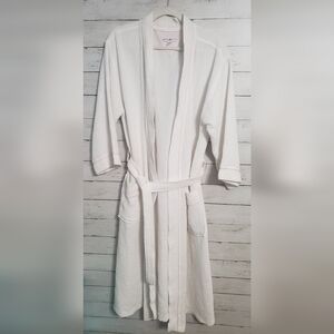 Tommy Hilfiger Pink and White Waffle Knit Robe With Sash L/XL